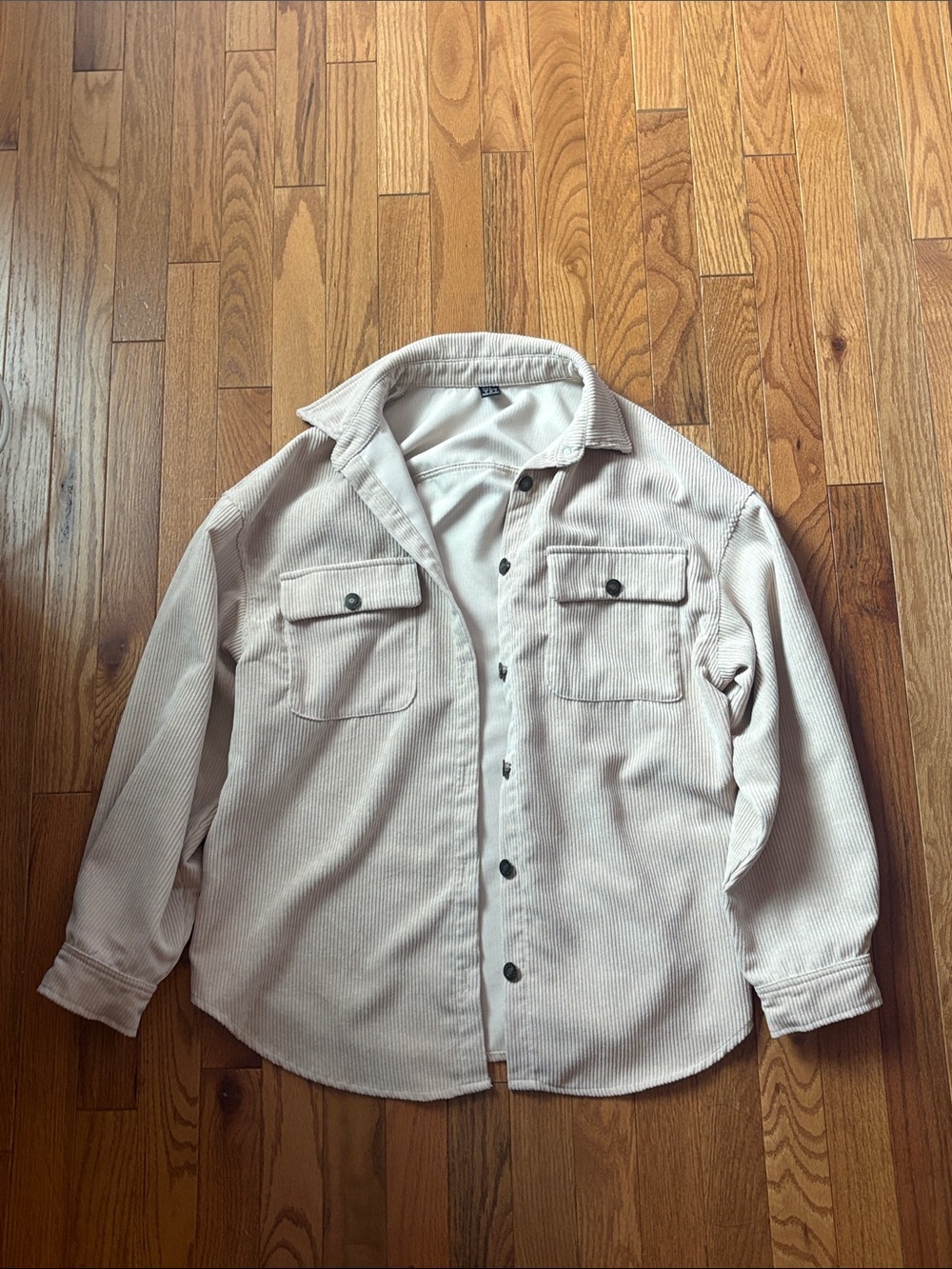 SHEIN Beige Corduroy Button-Front Shirt Jacket